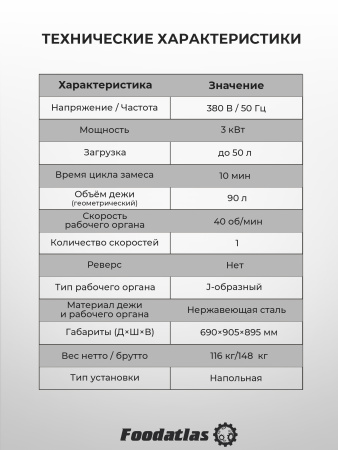 Машина тестомесильная HDM(J)-50 Foodatlas (380V)